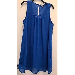 Allison Brittney Women's  Dress Sleeveless Sz L blue sheer 2 ply